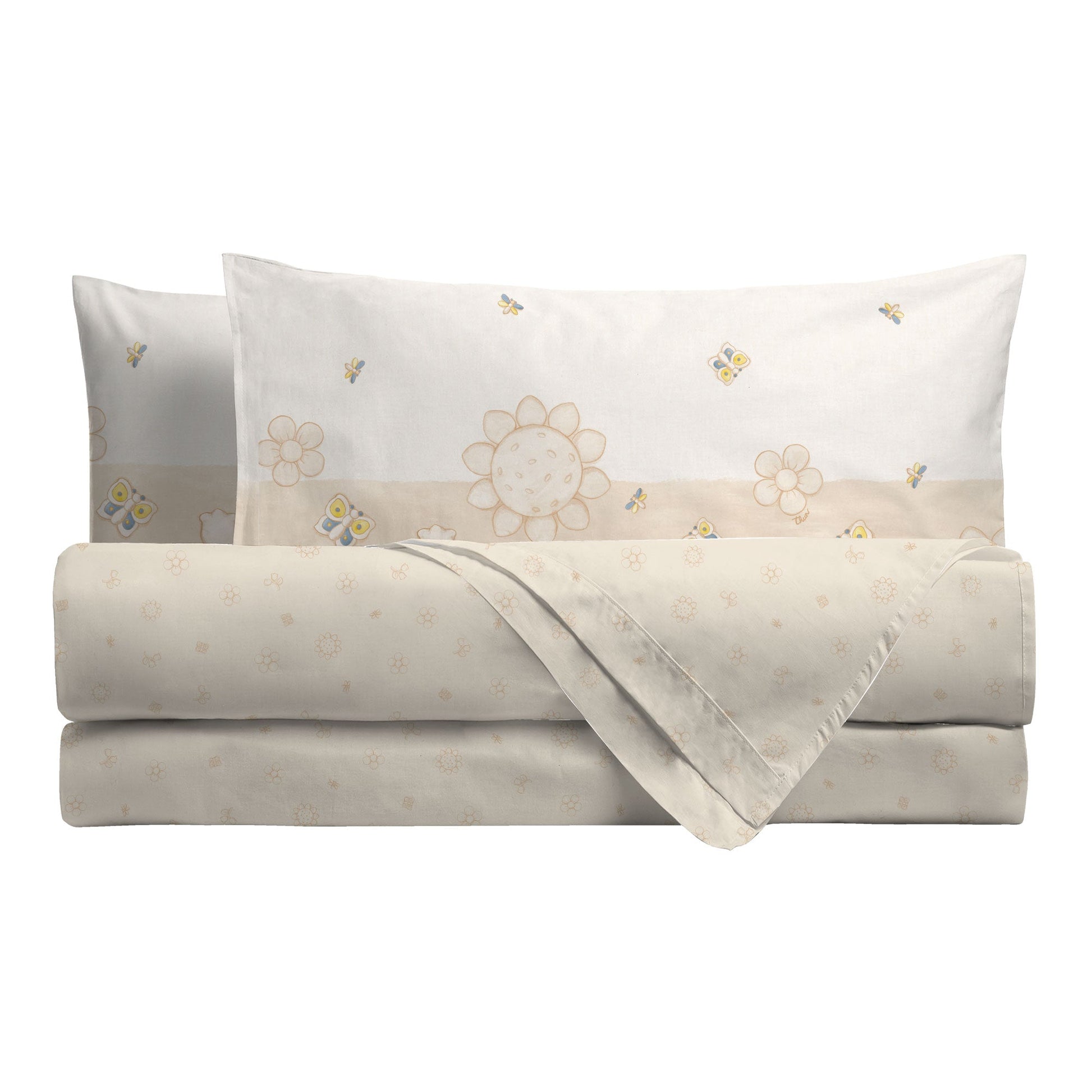 THUN® Completo Letto Matrimoniale in Cotone Elegance Beige