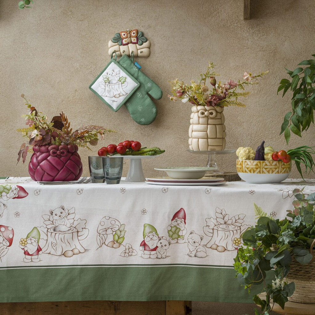 THUN® Tovaglia Inverno Incantato 6 posti 160x200 cm Gnomes Sage Green