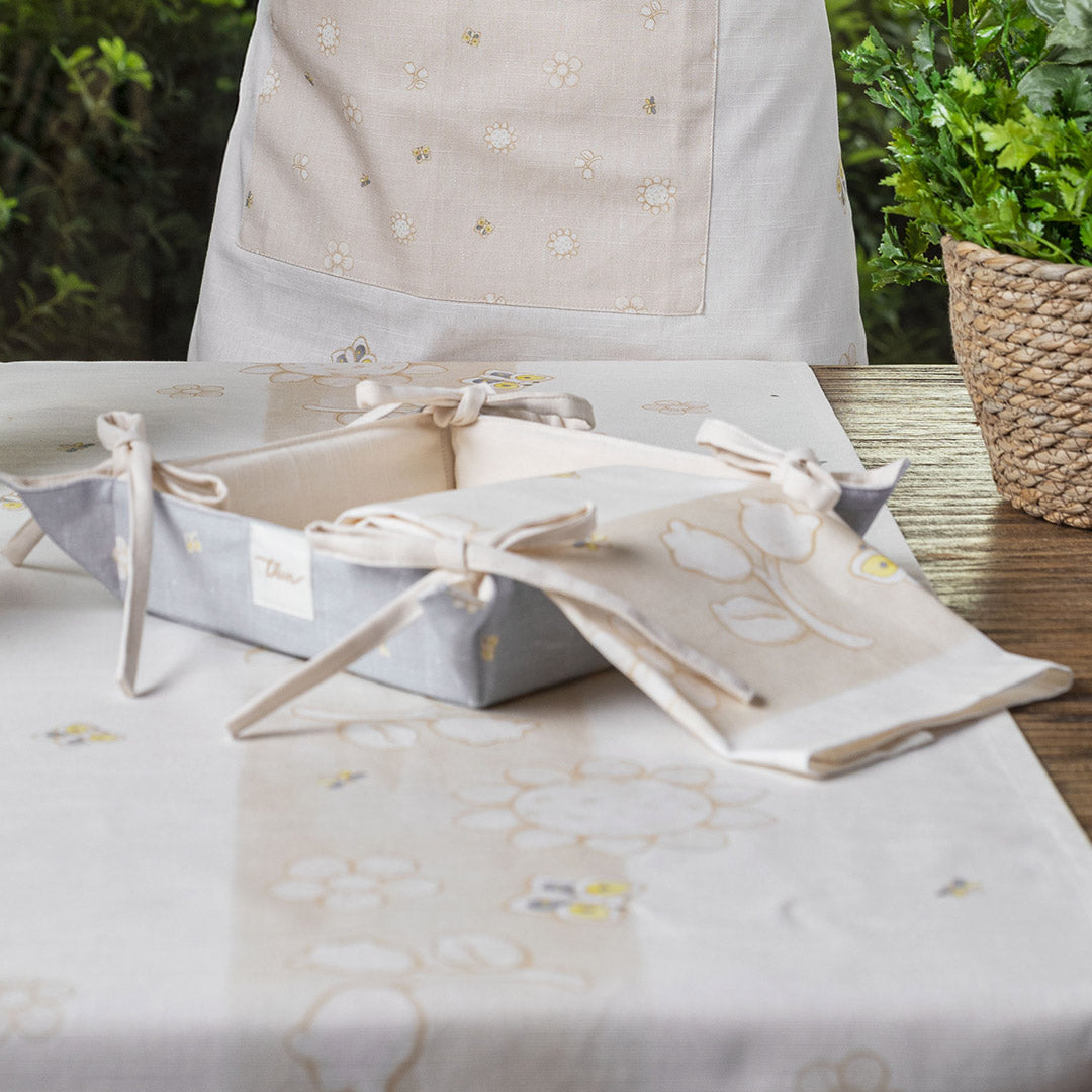 THUN® Set Presina, Strofinaccio e Grembiule con Cestino Elegance Beige