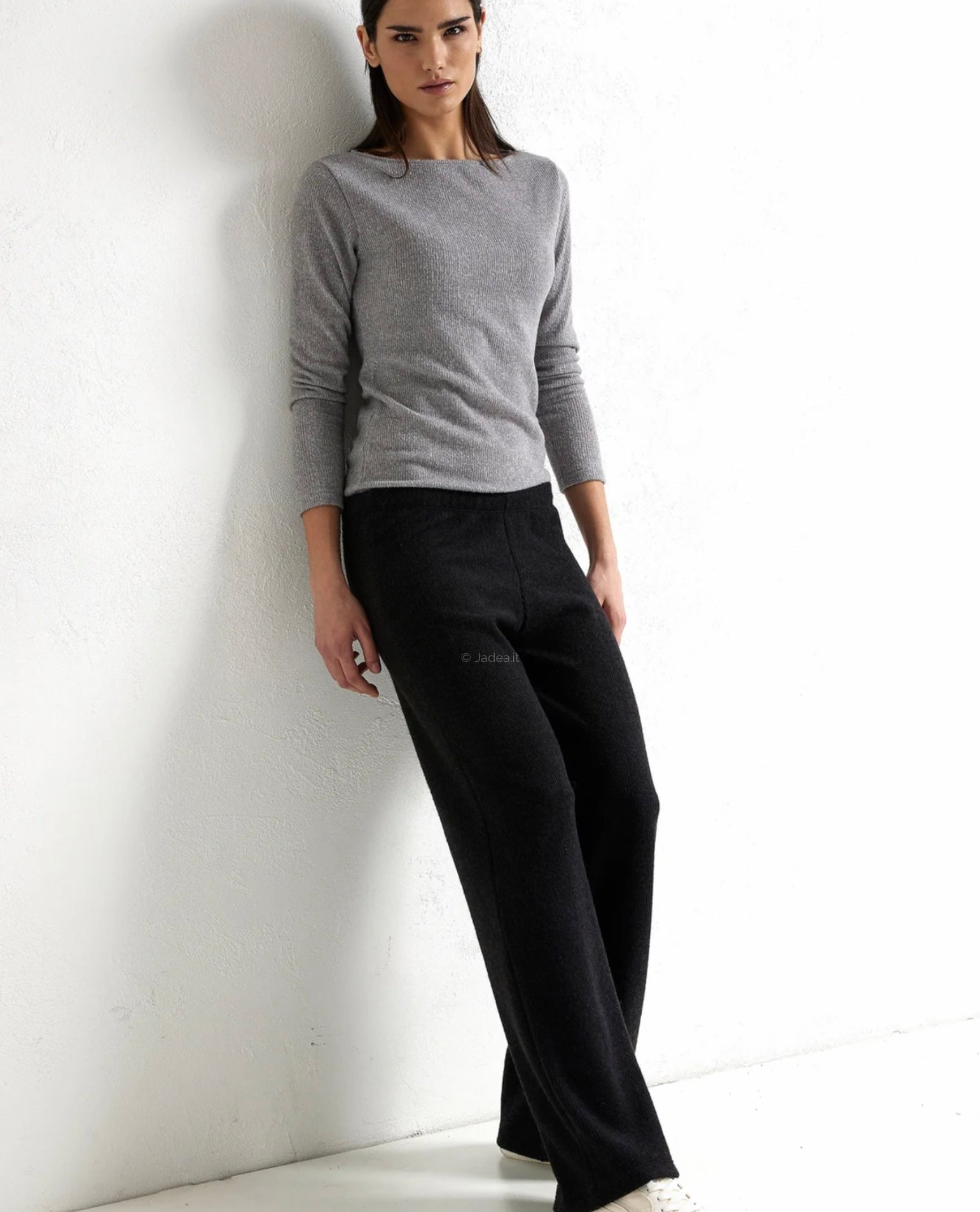JADEA Pantalone morbido in maglia a coste