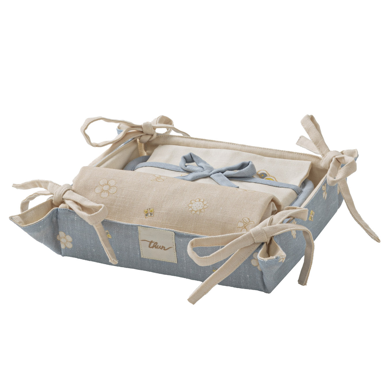 THUN® Set Presina, Strofinaccio e Grembiule con Cestino Elegance Beige