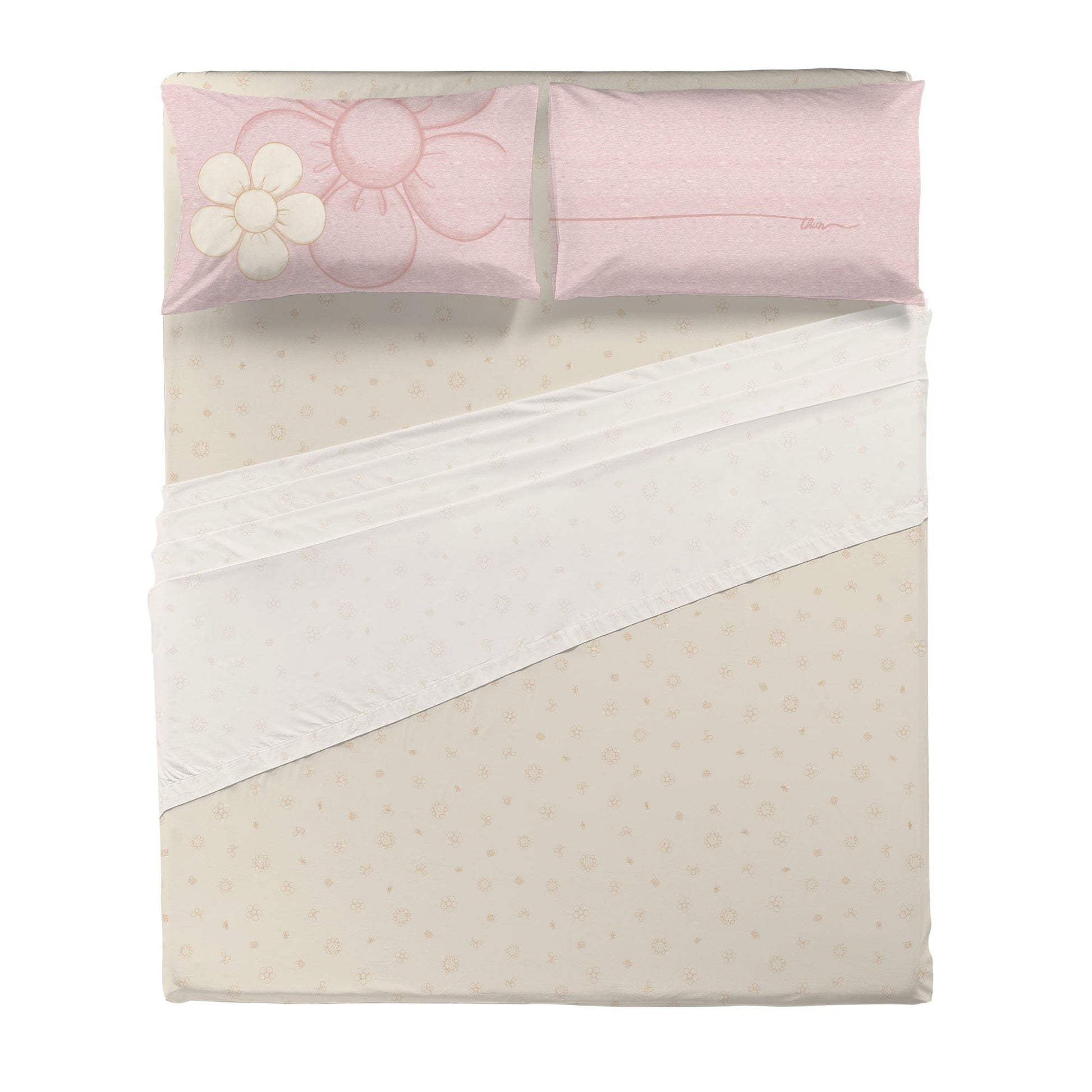 THUN® Completo Letto Matrimoniale in Cotone Iconic Elegance Daisy Pink