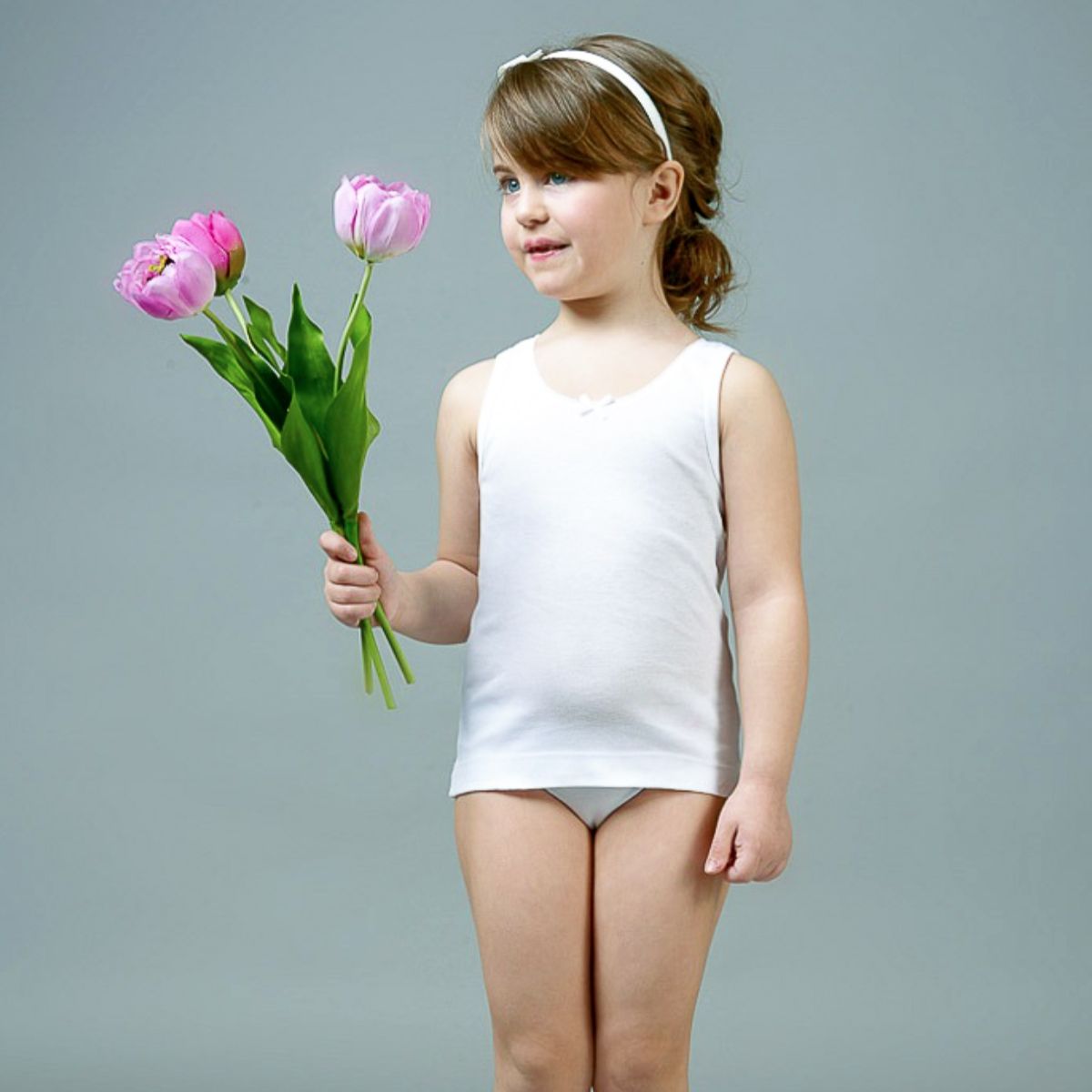 Set da 3 Canotte Bambina Cotone Costina Bimbissimi