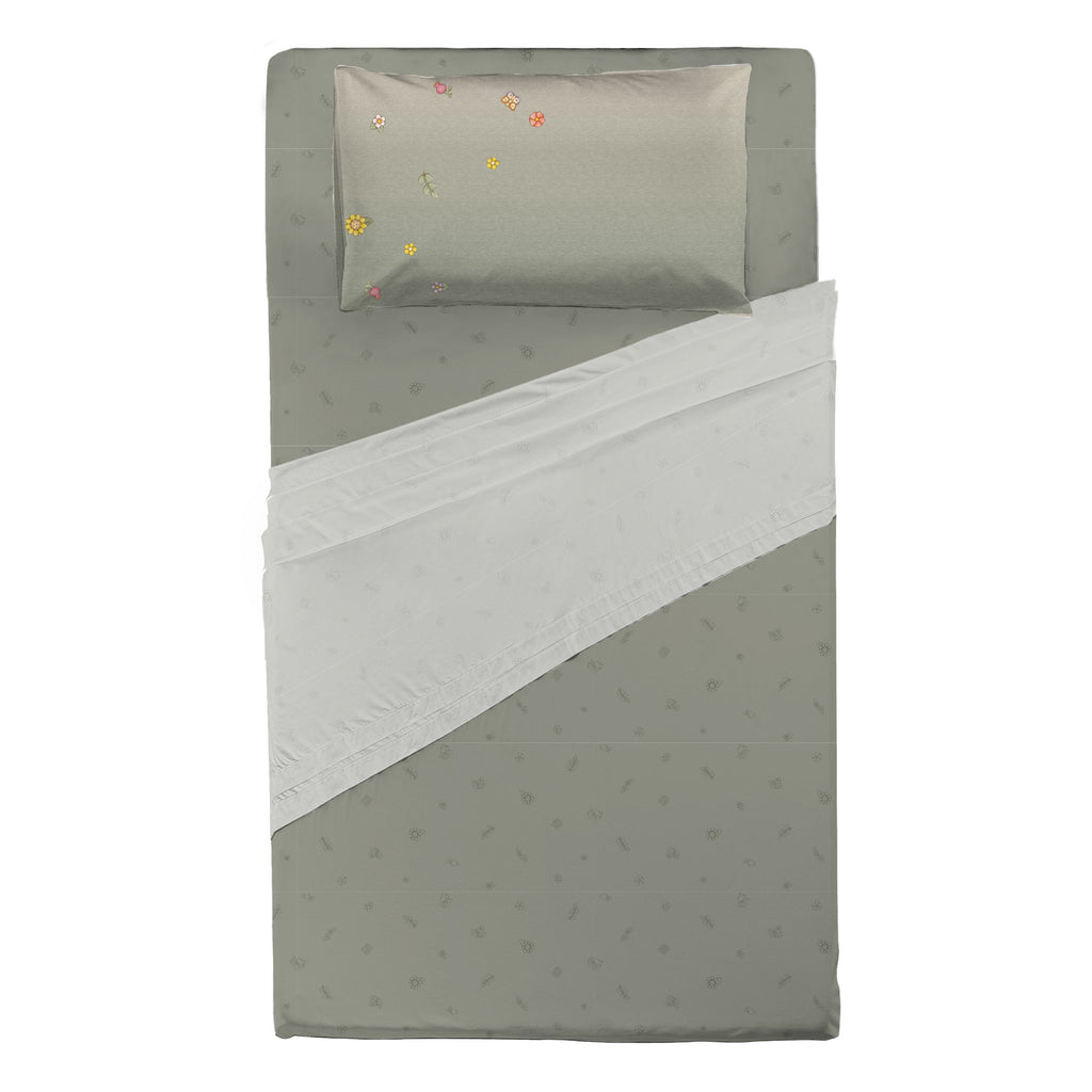 THUN® Completo Letto in Cotone Country Flowers Sage Green