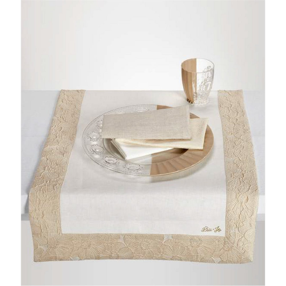 Liu•Jo Runner Cassiopea 100% lino con orli ricamati Avorio Sabbia