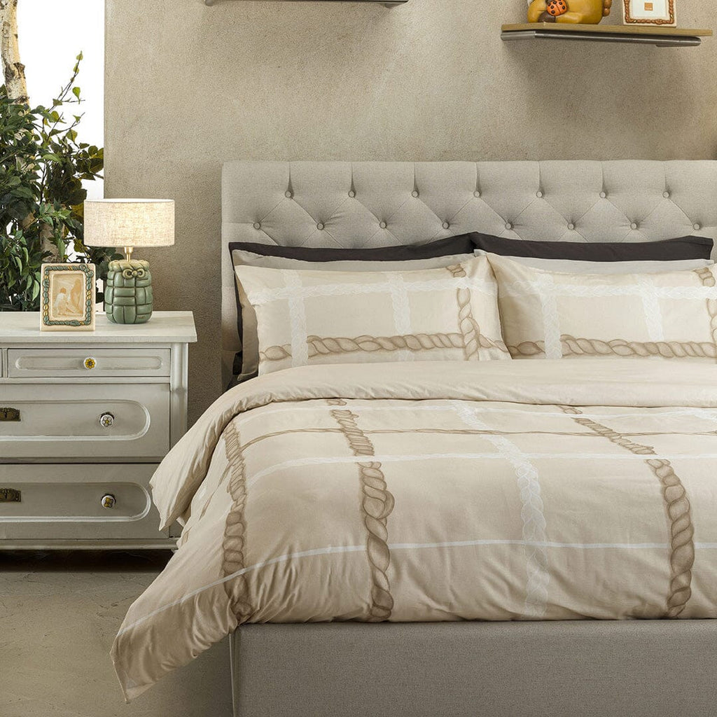 THUN® Completo Letto con Stampa Digitale - Fantasia Abbracciami Treccia Beige